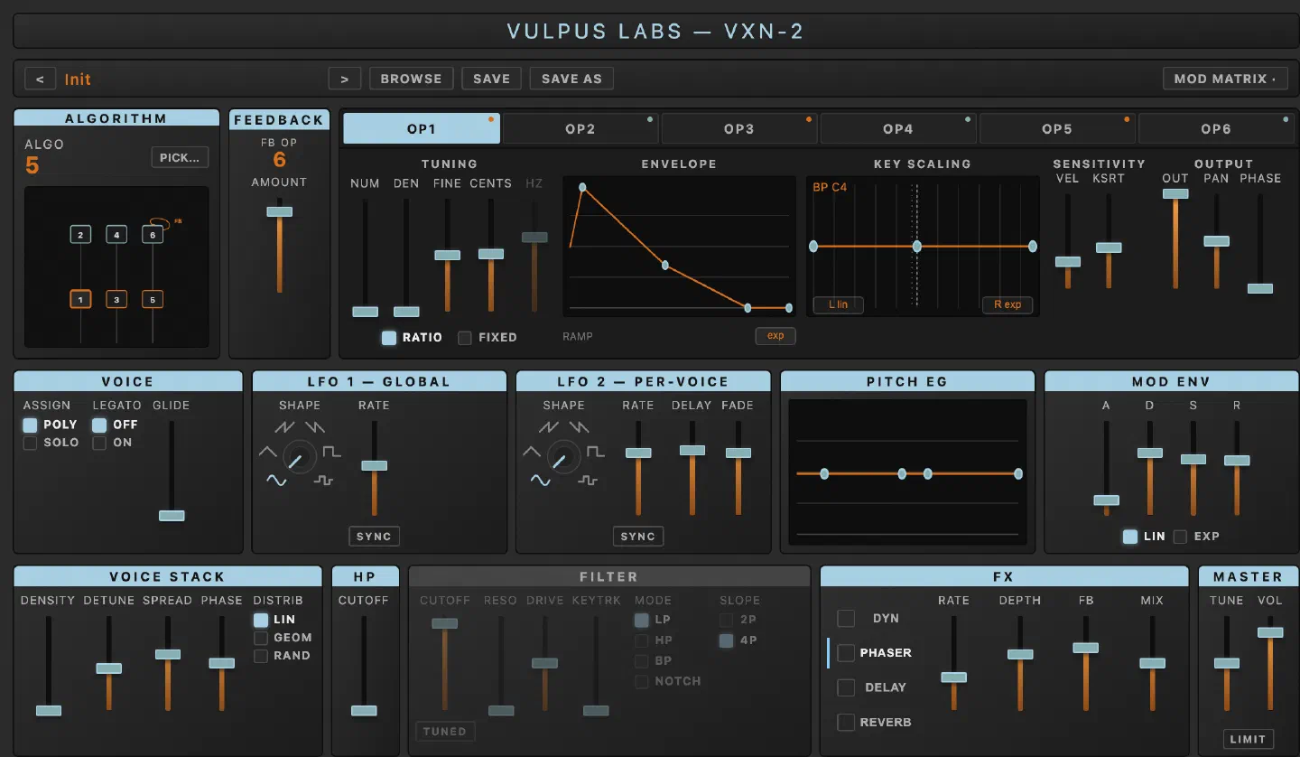 VXN2 — faceplate